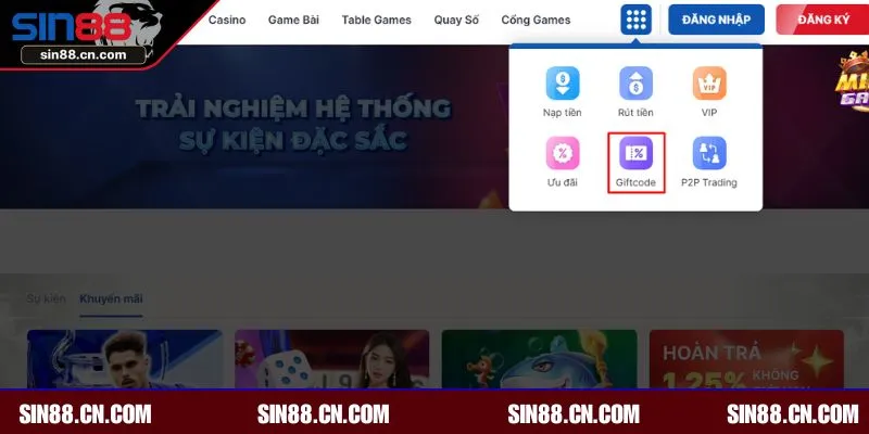 Cách nhận giftcode SIN88 chi tiết 